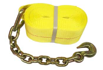 4" x 30 ft. Winch Strap with Chain Anchor End, 5,400 lbs. Working Load Limit