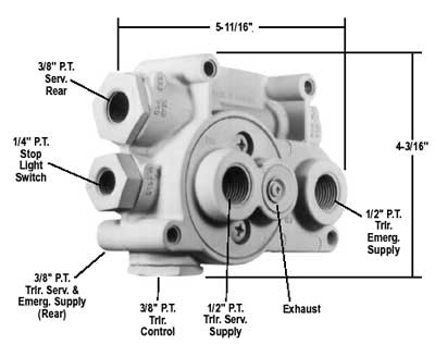 Genuine Bendix Reman TP-5 Tractor Protection Valve for Mack CH-CS and Navistar Trucks