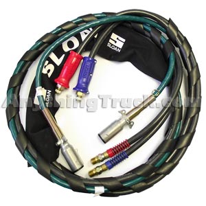 15' MAXXDUTY 3-IN-1 Power/Air Line Wrap, One Supply Hose, One Service Hose, One 7-Way ABS Cable