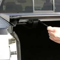 The Access Rol-Up Tonneau Cover stores neatly at the front of the truck bed.