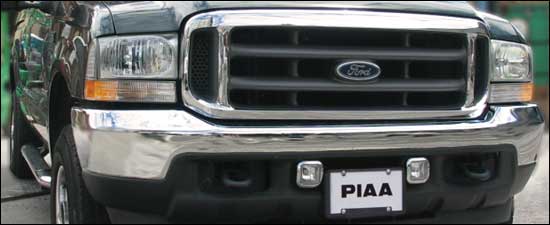 Driving light brackets for the Ford Super Duty factory locations