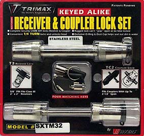 Trimax Stainless Receiver and Coupler Lock Set - Couplers Up To 2-1/2" Wide