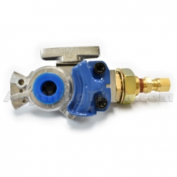 Velvac 035094 Blue Service Gladhand with Shutoff and Built-In Bulkhead Fitting