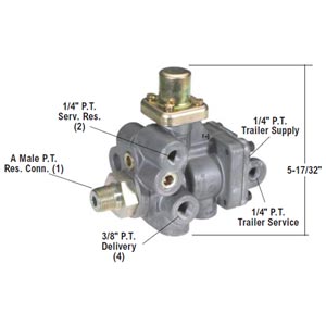 Bendix 287376X SR-2 Trailer Spring Brake Valve, 3/4" NPT Reservoir, No Trailer Service Port Bendix 287376X SR-2 Trailer Spring Brake Valve, 3/4" NPT Reservoir, No Trailer Service Port