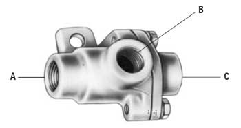 Bendix 278615N DC-4 Double Check Valve - Three 1/4" NPT Ports Bendix 278615N DC-4 Double Check Valve - Three 1/4" NPT Ports