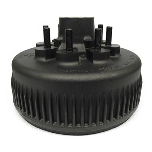 Hub/Drum for Dexter 8K Trailer Axles, Bearing Cups and Wheel Studs, 8 on 6.50", 5/8" Stud, Grease Hub/Drum for Dexter 8K Trailer Axles, Bearing Cups and Wheel Studs, 8 on 6.50", 5/8" Stud, Grease