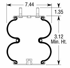 ABSP2B07RA-7505 Air Bag, Replaces Hendrickson 001347 & Firestone W013587505