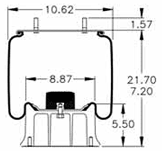 Firestone W01-358-9177 Air Bag, Replaces Hendrickson Trailer S2065 and Neway 90557003 Air Springs