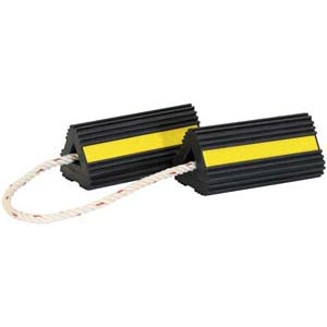 Buyers Products WC24483 4" x 4" x 8" Rubber Wheel Chock Pair with Rope