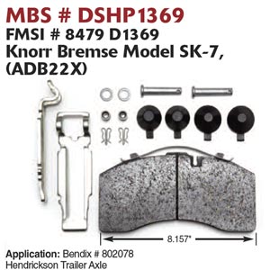 Marathon DiscStar DSHP 1369 FF Air Disc Brake Pad Kit, Replaces Bendix K070796