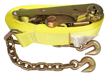 3" x 30 ft. Ratchet Strap with Chain Anchor Ends