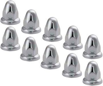 10 Pack of 33mm x 2-1/8" Stainless Steel Lug Nut Covers With Flange