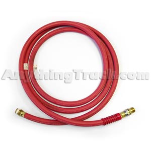 PTP R455180 15' Red Rubber Air Brake Hose Assembly, 3/8" I.D. with 1/2" NPT Fittings