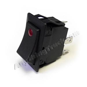 Velvac 090128 Full Size Rocker Switch, SPST 21A @ 14 VDC, 0.25" Flat Blade, Red LED