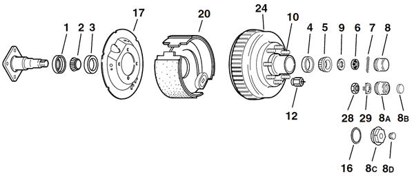 Dexter 7.2K One-Piece Hub & Drum Axle Parts Breakdown