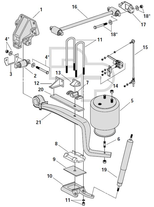 Kenworth Air Glide 210/400L Suspension Exploded View