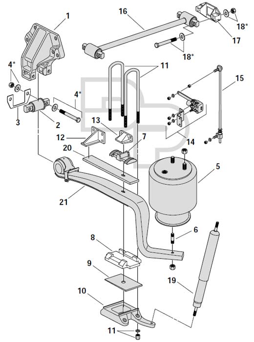 Peterbilt Low Air Leaf Suspension Exploded View