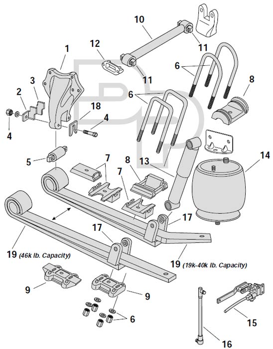 Freightliner FASII Airliner Suspension Exploded View