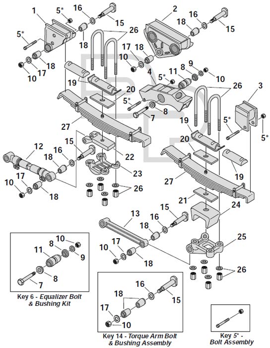 Fruehauf NF-2 Pro-Trac Suspension Exploded View