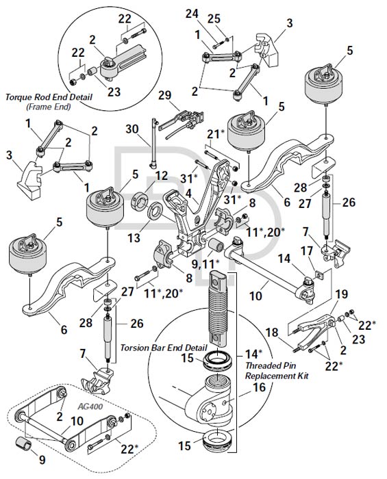 Kenworth Airglide 200 & 400 air Suspension Exploded View