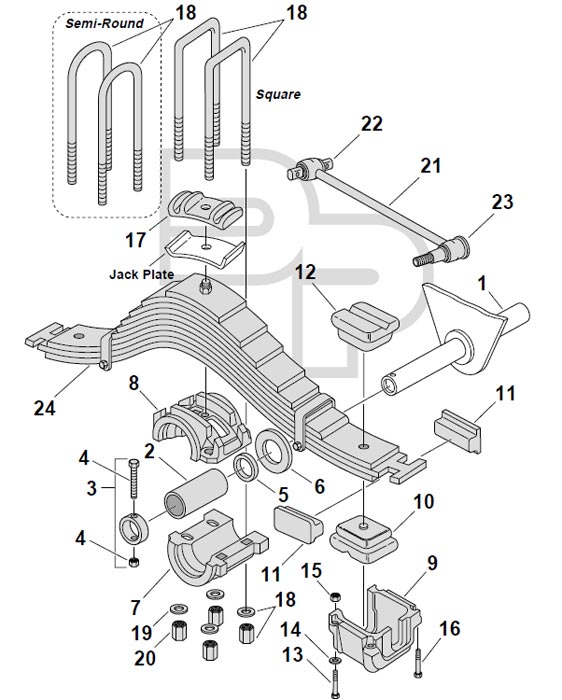 Mack SS34/38 Camelback Suspension Exploded View