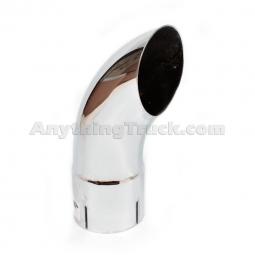 PTP 814621 3" ID x 12" Length, Curved Top, Chrome Exhaust Tail Pipe