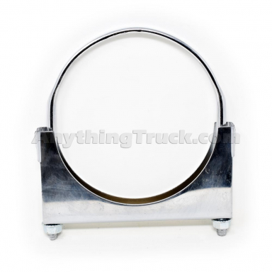 PTP 9493 Chrome 5" Exhaust Flat U-Bolt Clamp W/Flange Nuts