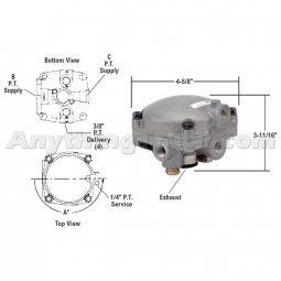 Bendix 279952X R-6 Relay Valve - Service Port Opposite Mounting Flange