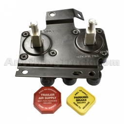 Haldex KN20619 Dual Manifold Dash Valve, 3/8" Push to Connect Ports, 1/4" Unthreaded Mounting Holes