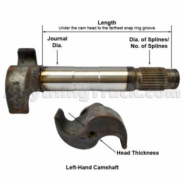 PTP E11866 LH Hendrickson Intraax 1-1/2"-28 Spline Camshaft, 11-1/32" Length, 1-1/2" Journal Dia.