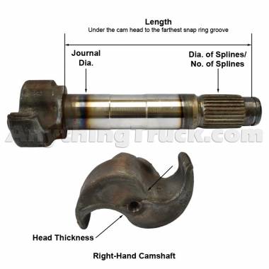 Euclid E-11867 RH Hendrickson Intraax 1-1/2"-28 Spline Camshaft, 11-1/32" Length, 1-1/2" Journal Dia