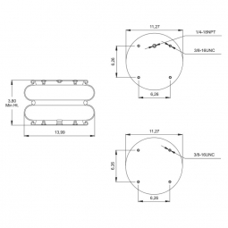 887136 Air Bag, Replaces Hendrickson S1080, Ridewell 1003587136C, and Firestone W01-358-7136