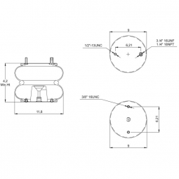 887410 Air Bag, Replaces Freightliner 16-11378-000 and Firestone W01-358-7410 Air Springs