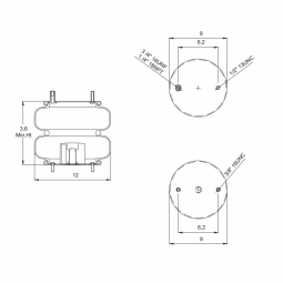 887555 Air Bag, Replaces Reyco 20018-01 and Firestone W01-358-7555 Air Springs