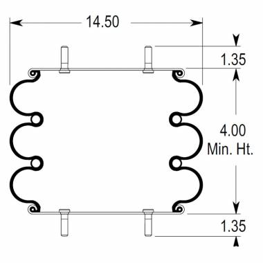 ABSP3B32R-7800 Air Spring, Replaces Firestone W01-358-7800 and Granning 4514 Air Spring