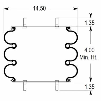 ABSP3B32R-7800 Air Spring, Replaces Firestone W01-358-7800 and Granning 4514 Air Spring