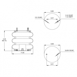 888018 Air Bag, Replaces Histeer 10303, Watson & Chalin AS-0075 & Firestone W01-358-8018 Air Springs