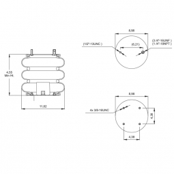 888033 Air Bag, Replaces Hendrickson Trailer S14487 (Ride Bag) & Firestone W01-358-8033 Air Springs