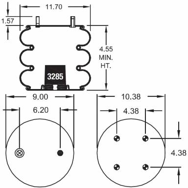 Firestone W01-358-8043 Air Spring, Replaces Hendrickson S-14795