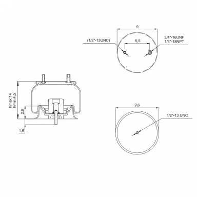 Spring Pro 888204 Air Bag, Replaces Neway 90557173 & 90557223 Air Springs