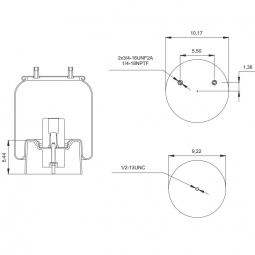 888708 Air Bag, Replaces Hendrickson S-21966 and Firestone W01-358-8708, 1.5" Long Top Studs