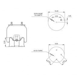 888755 Air Bag, Replaces Hendrickson Trailer (HK190T) S22045 and Firestone W01-358-8755 Air Springs