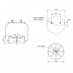 888774 Air Bag, Replaces Hendrickson Trailer S-25873 and Firestone W01-358-8774 Air Springs