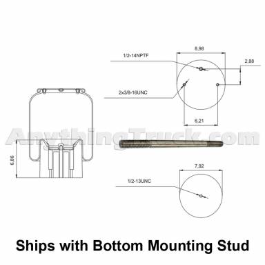 Spring Pro 888864 Air Bag, Replaces Paccar Low Air Leaf 03-08716 & C81-1011, Includes Bottom Stud