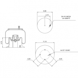 888944 Air Bag, Replaces Hendrickson Trailer (HT-190U) S20217 and Firestone W01-358-8944 Air Springs