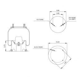 889082 Air Bag, Replaces Hendrickson S-11651, Neway 90557006 and Firestone W01-358-9082 Air Springs