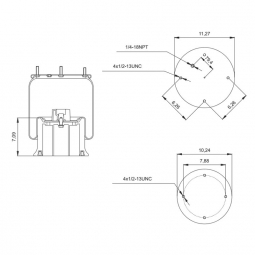 889158 Air Bag, Replaces Neway 90557005 and Hendrickson S2063 and Firestone W01-358-9158 Air Springs