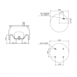 889270 Air Bag, Replaces S20010 Hendrickson Trailer HT230T & Firestone W01-358-9270 Air Springs