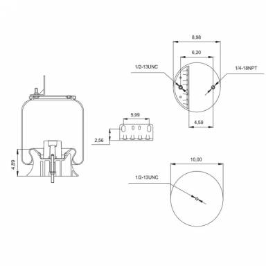 Spring Pro 889373 Air Bag, Replaces Hendrickson 57122-2 & Firestone W01-358-9373, Ford Trucks