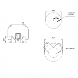 889640 Air Bag, Replaces Hendrickson S20223 (HT-190T and HS-190T) & Firestone W01-358-9640